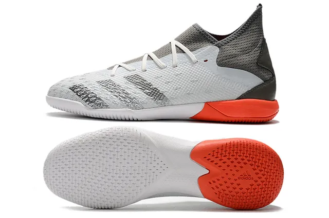 Adidas Gris Orange Ajustement Chaussette Col en Maille Tige Synthétique Texturée Chaussures de Football Intérieur 9