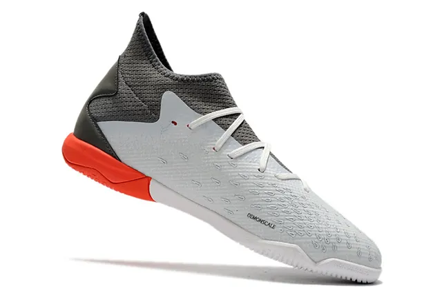 Adidas Gris Orange Ajustement Chaussette Col en Maille Tige Synthétique Texturée Chaussures de Football Intérieur 10