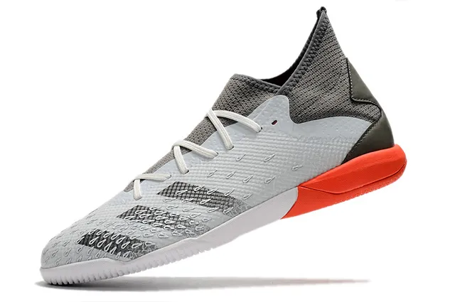 Adidas Gris Orange Ajustement Chaussette Col en Maille Tige Synthétique Texturée Chaussures de Football Intérieur 11