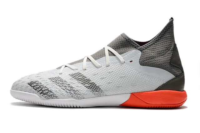 Adidas Gris Orange Ajustement Chaussette Col en Maille Tige Synthétique Texturée Chaussures de Football Intérieur 12