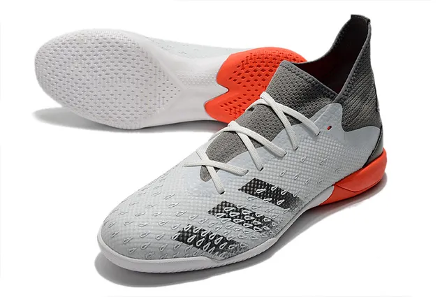 Adidas Gris Orange Ajustement Chaussette Col en Maille Tige Synthétique Texturée Chaussures de Football Intérieur 13