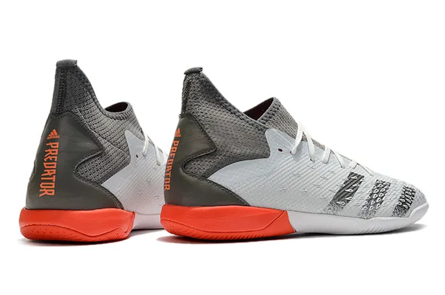 Adidas Gris Orange Ajustement Chaussette Col en Maille Tige Synthétique Texturée Chaussures de Football Intérieur 14