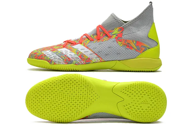 Adidas Gris Orange Ajustement Chaussette Col en Maille Tige Synthétique Texturée Chaussures de Football Intérieur 21