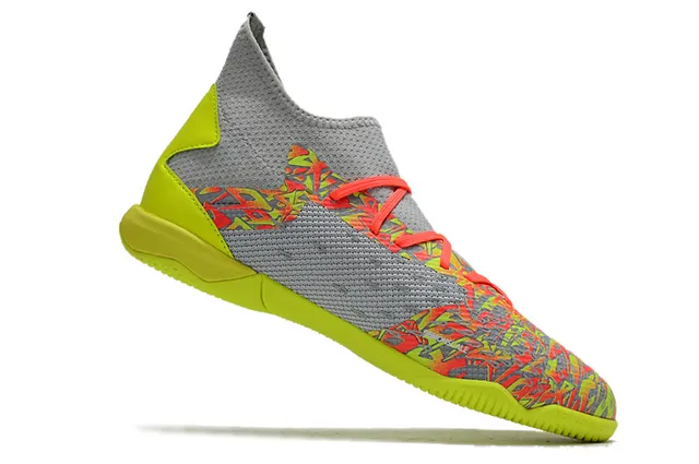 Adidas Gris Orange Ajustement Chaussette Col en Maille Tige Synthétique Texturée Chaussures de Football Intérieur 22