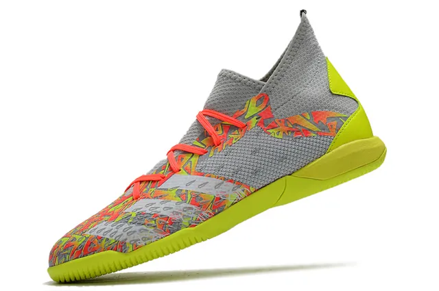 Adidas Gris Orange Ajustement Chaussette Col en Maille Tige Synthétique Texturée Chaussures de Football Intérieur 23