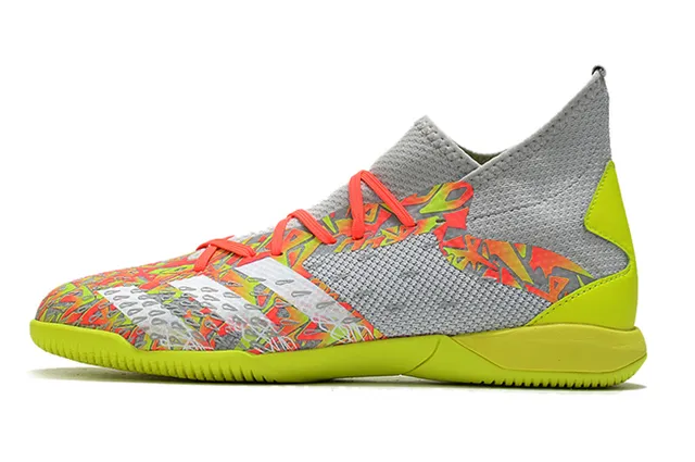 Adidas Gris Orange Ajustement Chaussette Col en Maille Tige Synthétique Texturée Chaussures de Football Intérieur 24
