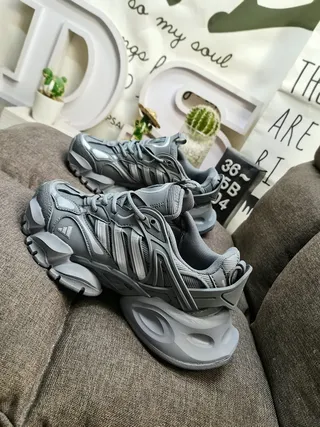 Adidas Gray Sole Layered Mesh And Synthetic Upper Chunky Sneakers 7