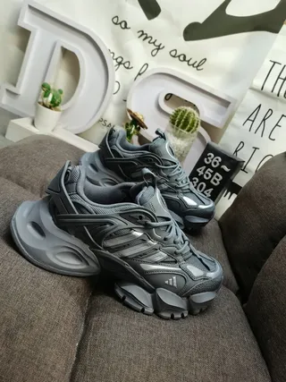 Adidas Gray Sole Layered Mesh And Synthetic Upper Chunky Sneakers 9