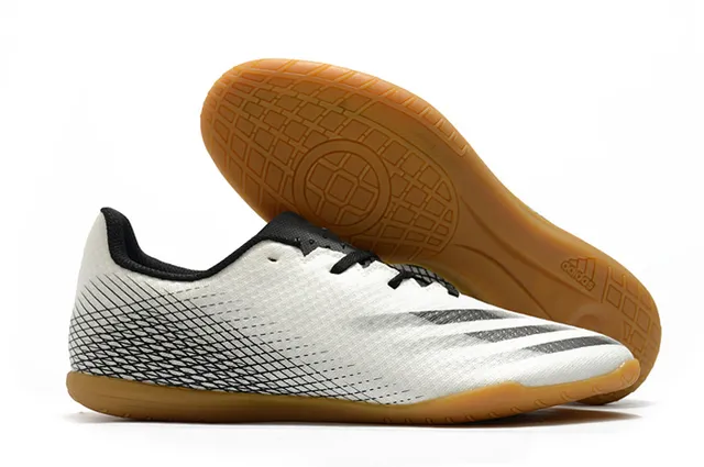 Adidas Chaussures de soccer intérieur vert violet haut en maille coupe basse lacets asymétriques 19
