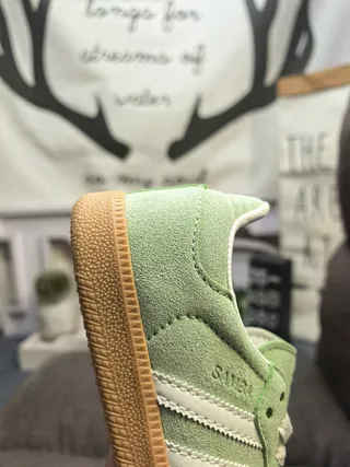 Adidas Green White Suede Upper Three-Stripe Side Panel Lifestyle Sneakers 3