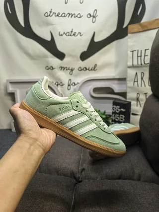Adidas Green White Suede Upper Three-Stripe Side Panel Lifestyle Sneakers 5