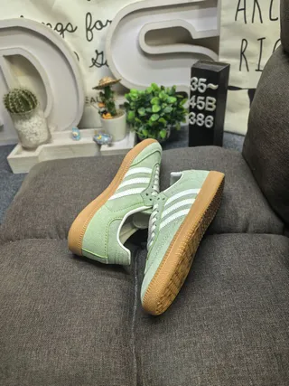 Adidas Green White Suede Upper Three-Stripe Side Panel Lifestyle Sneakers 6