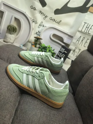 Adidas Green White Suede Upper Three-Stripe Side Panel Lifestyle Sneakers 7