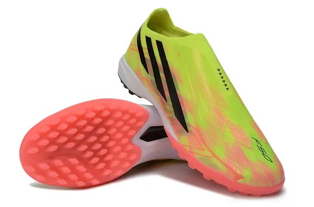 Adidas Hyperfast Jaune Rouge Sans Lacets Upper Conforme à la Chaussette Impression Gradient Néon Turf Chaussures de Football 4