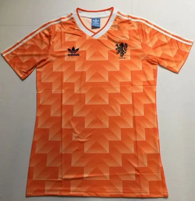 Adidas Netherlands 1988 Euro Orange Motif géométrique en forme de diamant Jersey 2