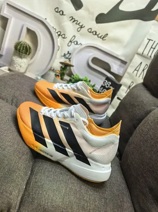 Adidas Orange Black Engineered Mesh Upper Sculpted Lightstrike Pro Midsole Running Shoes 7