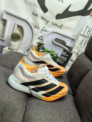 Adidas Orange Black Engineered Mesh Upper Sculpted Lightstrike Pro Midsole Running Shoes 9