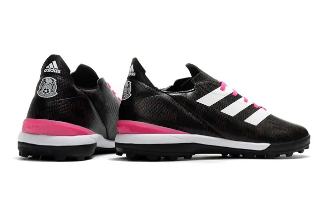 Adidas Chaussures de football orange et noir, upper synthétique, lacets asymétriques, low-cut pour gazon artificiel 12