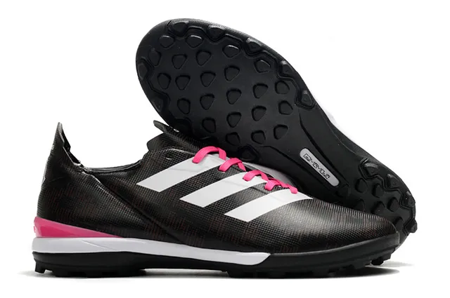 Adidas Chaussures de football orange et noir, upper synthétique, lacets asymétriques, low-cut pour gazon artificiel 13