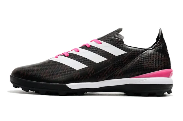Adidas Chaussures de football orange et noir, upper synthétique, lacets asymétriques, low-cut pour gazon artificiel 15