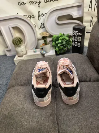 Adidas Pink Black Crushed Velvet Upper Metallic Rose Gold Finish Lifestyle Sneakers 8