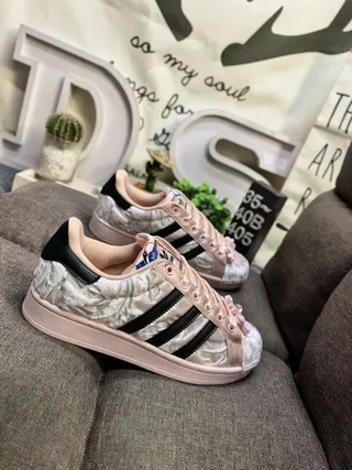 Adidas Pink Black Crushed Velvet Upper Metallic Rose Gold Finish Lifestyle Sneakers 9