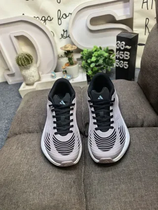 Adidas Pink Black Wave-Textured Upper Sculpted White Midsole Lifestyle Sneakers 20