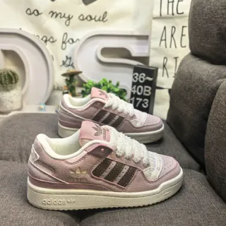 Adidas Pink Brown Low-Top Suede-Textile Upper Lifestyle Sneakers