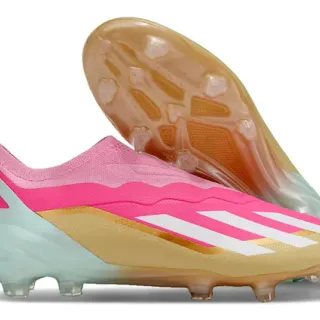 Adidas Pink Gold Low-Cut Sock-Fit Upper Wave-Patterned Synthetic Cage Firm-Ground Soccer Shoes