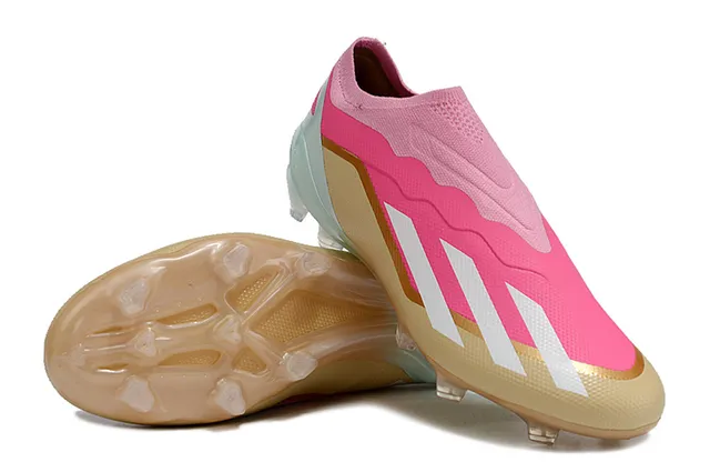 Adidas Pink Gold Low-Cut Sock-Fit Upper Wave-Patterned Synthetic Cage Firm-Ground Soccer Shoes 4