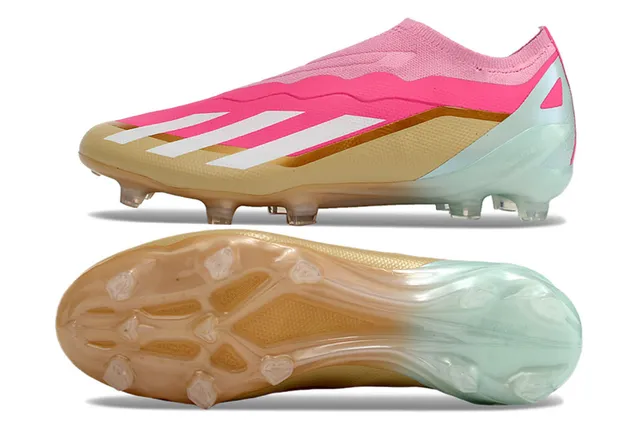 Adidas Pink Gold Low-Cut Sock-Fit Upper Wave-Patterned Synthetic Cage Firm-Ground Soccer Shoes 6