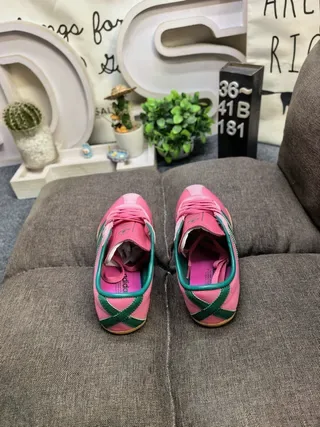 Adidas Pink Green Suede Upper Three Stripes Lifestyle Sneakers 8