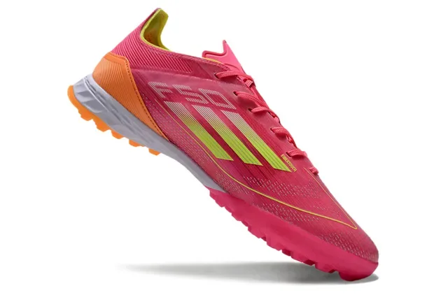 Adidas Chaussures de Football Turf avec Tige Tricotée Rose Orange Clous Coniques 2