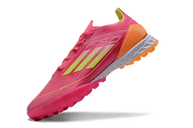 Adidas Chaussures de Football Turf avec Tige Tricotée Rose Orange Clous Coniques 3