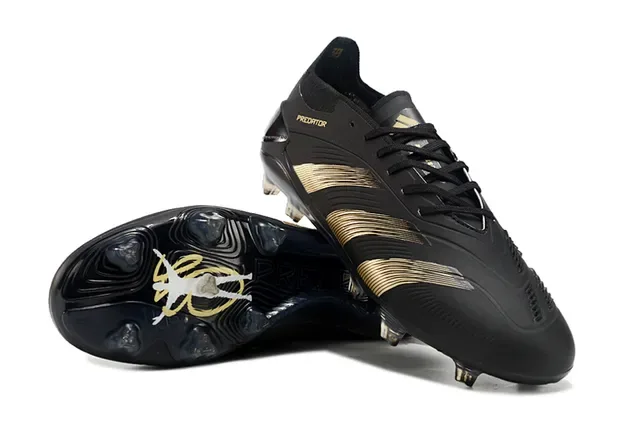 Adidas Predator Tênis de Futebol Preto e Dourado para Gramado Firme 4