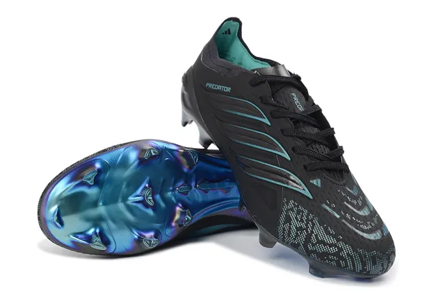 Adidas Predator Black Blue Upper Iridescent Accents Firm-Ground Soccer Shoes 4