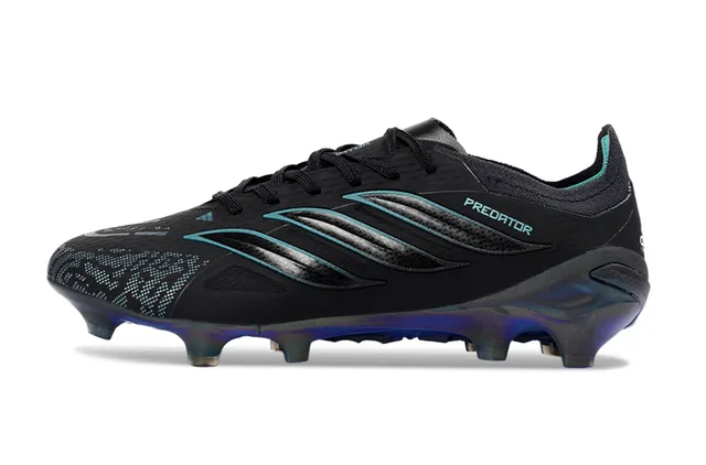 Adidas Predator Black Blue Upper Iridescent Accents Firm-Ground Soccer Shoes 7