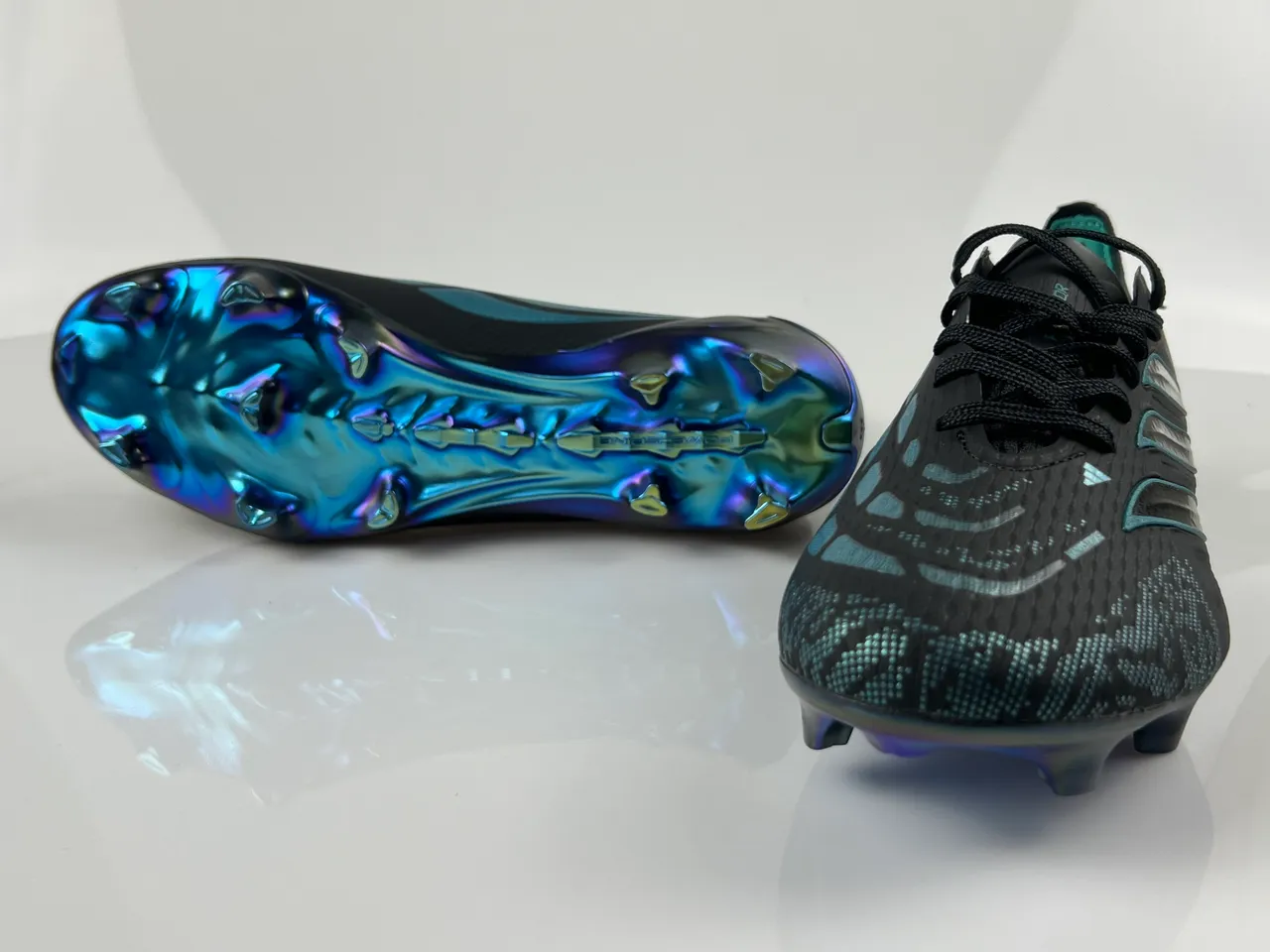 Adidas Predator Black Blue Upper Iridescent Accents Firm-Ground Soccer Shoes 8