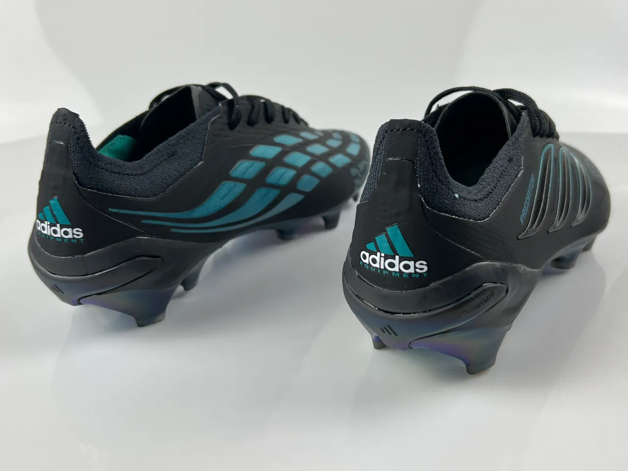 Adidas Predator Black Blue Upper Iridescent Accents Firm-Ground Soccer Shoes 9