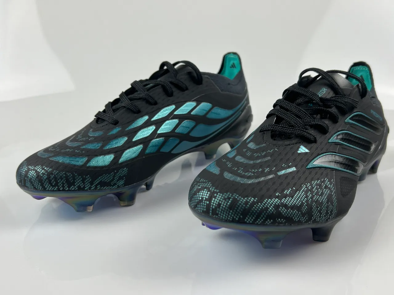 Adidas Predator Black Blue Upper Iridescent Accents Firm-Ground Soccer Shoes 10