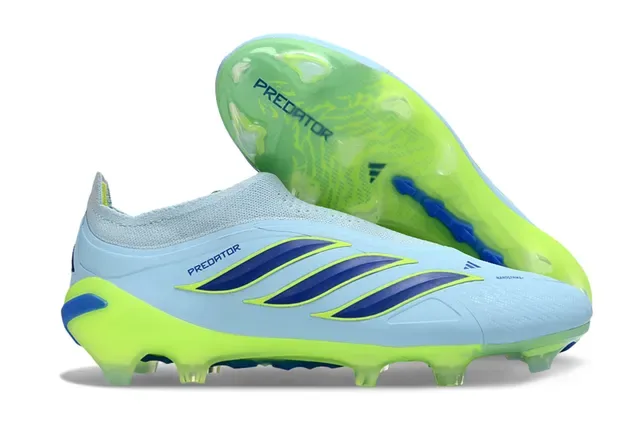 Adidas Predator Preto Verde Sem Cadarço Upper Ajuste a Meia Sobreposição Listras Neon Firm-Ground Sapatos de Futebol 7