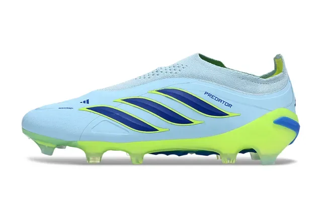 Adidas Predator Preto Verde Sem Cadarço Upper Ajuste a Meia Sobreposição Listras Neon Firm-Ground Sapatos de Futebol 8