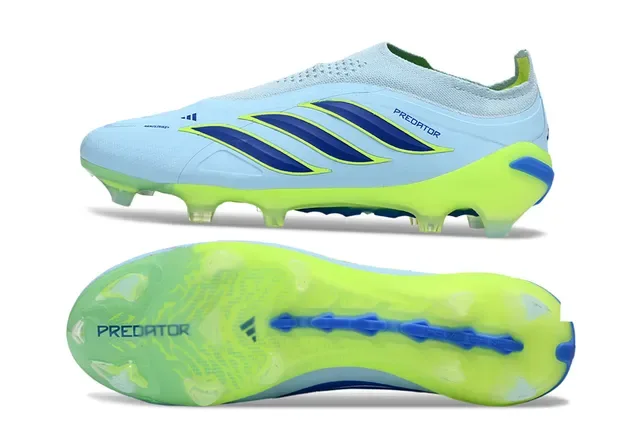 Adidas Predator Preto Verde Sem Cadarço Upper Ajuste a Meia Sobreposição Listras Neon Firm-Ground Sapatos de Futebol 9