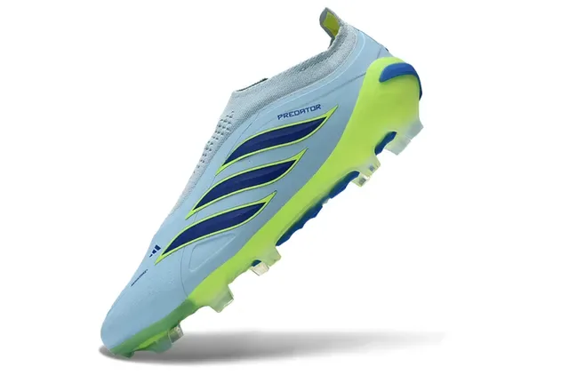 Adidas Predator Preto Verde Sem Cadarço Upper Ajuste a Meia Sobreposição Listras Neon Firm-Ground Sapatos de Futebol 11
