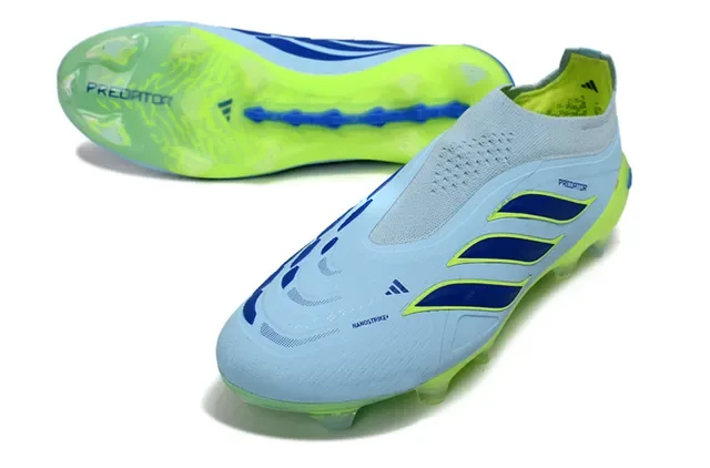 Adidas Predator Preto Verde Sem Cadarço Upper Ajuste a Meia Sobreposição Listras Neon Firm-Ground Sapatos de Futebol 12