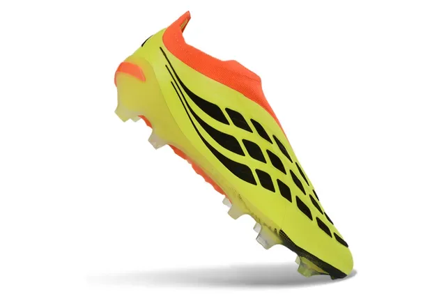 Adidas Predator Preto Verde Sem Cadarço Upper Ajuste a Meia Sobreposição Listras Neon Firm-Ground Sapatos de Futebol 13