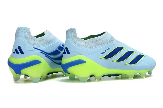 Adidas Predator Preto Verde Sem Cadarço Upper Ajuste a Meia Sobreposição Listras Neon Firm-Ground Sapatos de Futebol 14
