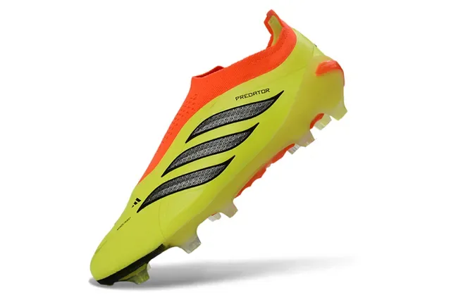 Adidas Predator Preto Verde Sem Cadarço Upper Ajuste a Meia Sobreposição Listras Neon Firm-Ground Sapatos de Futebol 15