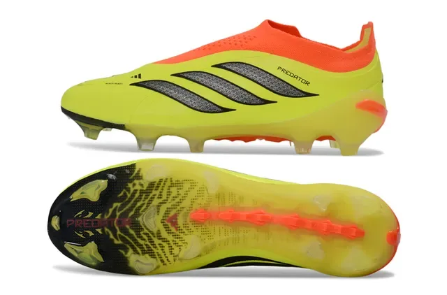 Adidas Predator Preto Verde Sem Cadarço Upper Ajuste a Meia Sobreposição Listras Neon Firm-Ground Sapatos de Futebol 18
