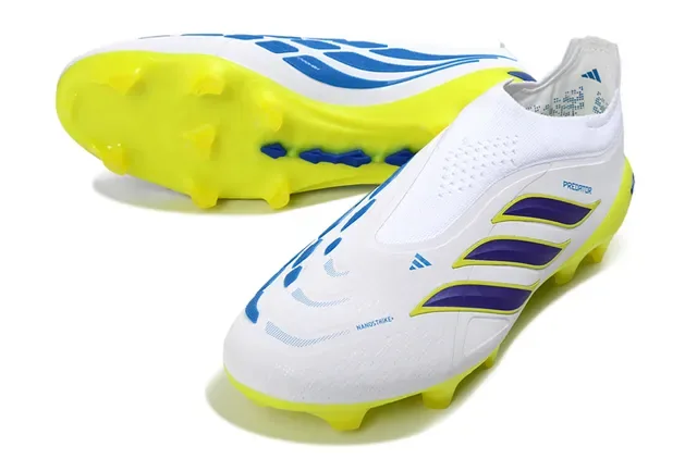 Adidas Predator Preto Verde Sem Cadarço Upper Ajuste a Meia Sobreposição Listras Neon Firm-Ground Sapatos de Futebol 22